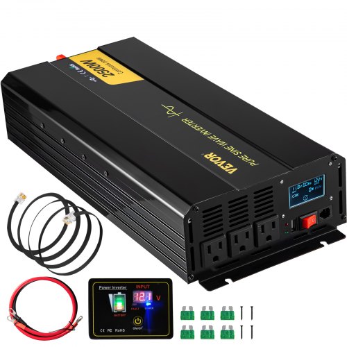 VEVOR Pure Sine Wave Inverter, 2500 Watt Power Inverter, DC 12V to AC 120V Car Inverter, with USB Po