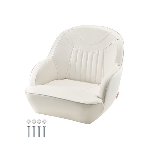 

VEVOR Boat Seat, Low Backrest, Boat Seat Captain Bucket Seat with Thickened Sponge Cushion & Waterproof PVC Leather, Ergonomic Design, Suitable for Fishing Boats, Yachts, Ships, White