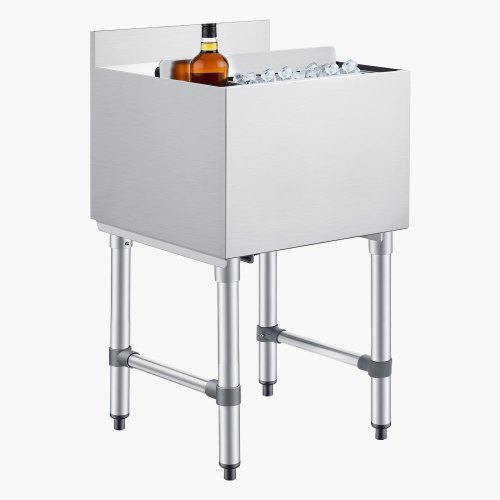 

VEVOR Commercial Ice Bin, 49.4 Qt Max Capacity, 18 x 18 x 33 Inch Stainless Steel Ice Chest with Sliding Lid and Bottle Holders, Cooler Cart Cocktail Unit for Bar Restaurant Pub, NSF Certified