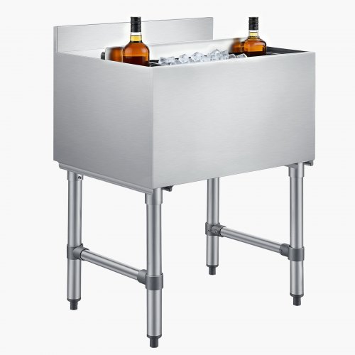 

VEVOR Commercial Ice Bin, 82.9 Qt Max Capacity, 30 x 19 x 33 Inch Stainless Steel Ice Chest with Sliding Lid and Bottle Holders, Cooler Cart Cocktail Unit for Bar Restaurant Pub, NSF Certified