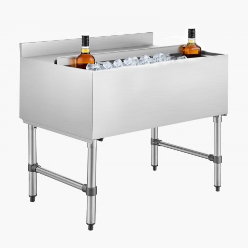 

VEVOR Commercial Ice Bin, 134.7 Qt Max Capacity, 36 x 24 x 33 Inch Stainless Steel Ice Chest with Sliding Lid, 24H Long-Lasting Insulation, Cooler Cart Cocktail Unit for Bar Restaurant Pub, NSF