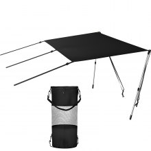 VEVOR T-Top Shade Extension, 5' x 5', UV-proof 600D Polyester T-top Extension Kit with Rustproof Steel Telescopic Poles, Waterproof T-Top Shade Kit, Easy to Assemble for T-Tops ＆ Bimini Top