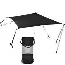 VEVOR T-Top Sun Shade Kit 6' x 7', UV-Proof 600D Polyester T-top Extension Kit with Rustproof Steel Telescopic Poles, Waterproof T-Top Shade Kit, Easy to Assemble for T-Tops ＆ Bimini Top