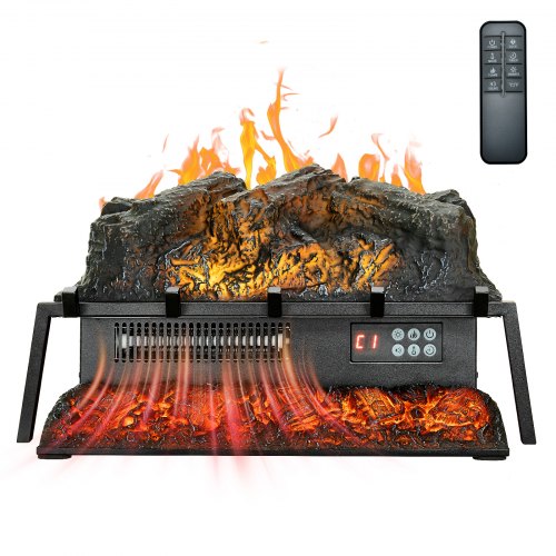 

23 Inch Electric Fireplace Log Heater with Crackling Sound Timer Remote