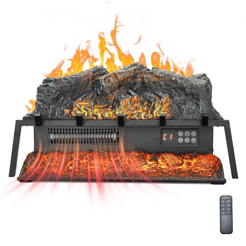

25 Inch Electric Fireplace Log Heater with Crackling Sound Timer Remote