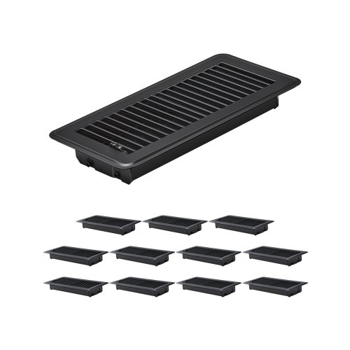 

Floor Registers 4 x 10 Inch 12-Pack Iron Floor Vents for HVAC Vent Grilles Black