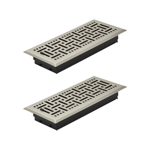 

Floor Registers 4x10 Inch 2-Pack Iron Floor Vents for HVAC Grilles Nickel-Plated