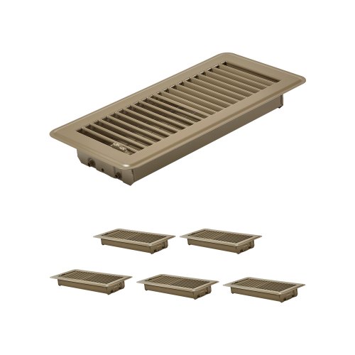 

Floor Registers 4 x 10 Inch 6-Pack Iron Floor Vents for HVAC Vent Grilles Brown