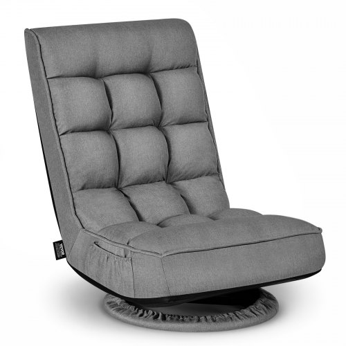 

VEVOR Swivel Floor Gaming Chair, 360-Degree Rotating Floor Chair with 4 Adjustable Position Folding Backrest, Metal Frame with Recycled Foam and Linen Fabric, for Watching TV, Reading, Relaxing, Gray