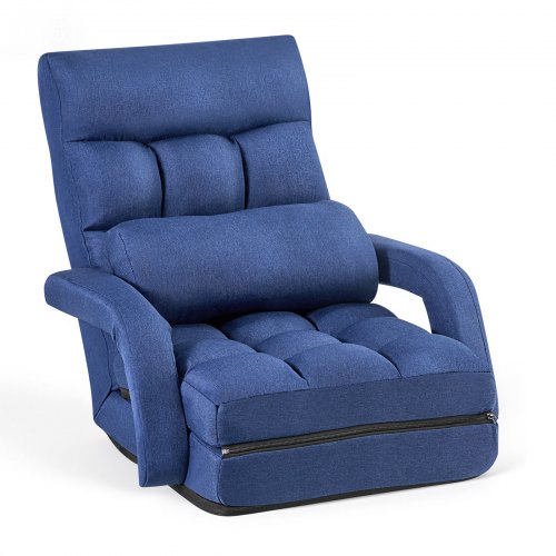 VEVOR Floor Chair, 5 Adjustable Positions Folding Floor Gaming Chair with Back Support, Armrests, and Cushion, Sturdy Metal Frame with Recycled Foam a