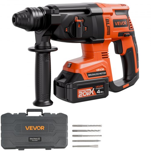 

20V SDS-Plus Brushless Cordless Rotary Hammer Drill Kit 1 In 1200RPM 4 Functions