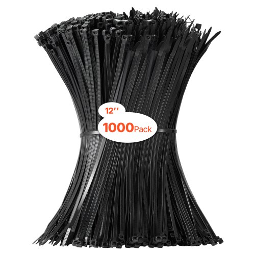 

1000 Pack Cable Zip Ties 12-inch Cable Wire Ties & 50LBS High Tensile Strength