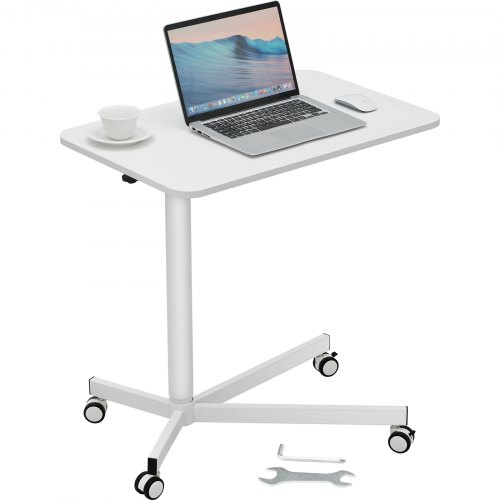 

VEVOR Mobile Standing Desk, 28.5"-44.2" Gas-Spring Height Adjustable Sit-Stand Desk, 360° Swivel Wheels (2 Lockable) Portable Rolling Laptop Table Computer Cart for Home Office School, 44LBS Loading