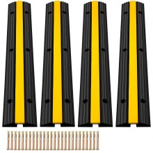 VEVOR Cable Protector Ramp, 4 Packs 1 Channel Speed Bump Hump, Rubber Modular Rated 18000 LBS Load Capacity Protective Wire Cord Driveway Traffic, Black