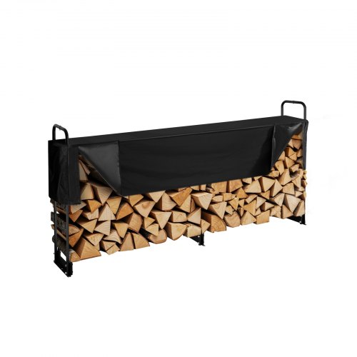 VEVOR 8.5FT Outdoor Firewood Rack with Cover, 102x14.2x46.1 in, Heavy Duty Firewood Holder & 600D Oxford Waterproof Cover for Fireplace, Patio, Indoor/Outdoor Log Storage Rack for 1/2 Cord of Firewood DCJPSYGNJB102MUXJV0