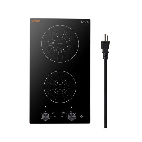 

VEVOR Induction Cooktop 12inch 2 Burners Built-in Electric Stove 110V 1800W, Countertop Induction Burner, with 11 Power Levels, Knob Control, Ceramic Glass Surface, Child Lock, for Kitchen, RV