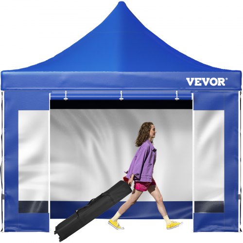 VEVOR Pop Up Canopy Tent, 10 x 10 FT, Outdoor Patio Gazebo Tent with Removable Sidewalls and Wheeled Bag, UV Resistant Instant Gazebo Shelter for Party, Garden, Blue | VEVOR US