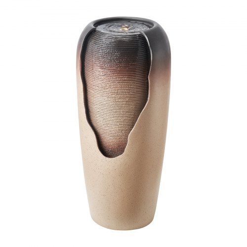 Outdoor Water Fountain 1-Tier Glazed Jar Style 30.71 in Fountains Coffee