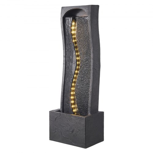VEVOR Outdoor Water Fountain, 38.58 in Height Fountain and Waterfall, 1-Tier Floor Standing Rock Base Style Fountains with with LED Light and Pump, for Outdoor Indoor Garden, Home, Patio & Backyard