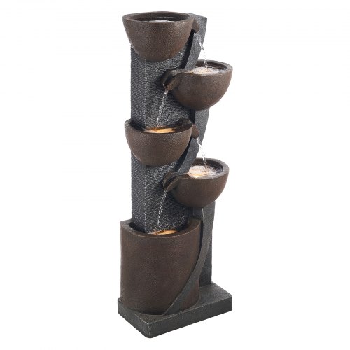 

VEVOR Outdoor Water Fountain, 49.61 in Height Fountain and Waterfall, 5-Tier Floor Standing Jar-Shaped Cascading Fountains with LED Light and Pump, for Outdoor Indoor Garden, Home, Patio & Backyard