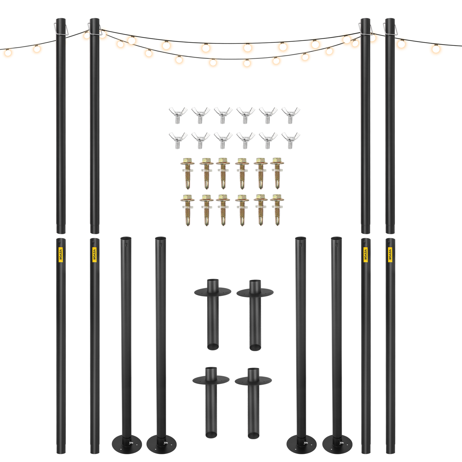 VEVOR String Light Poles Outdoor Metal Pole 10.6FT 4PCS Steel for Patio Backyard от Vevor Many GEOs