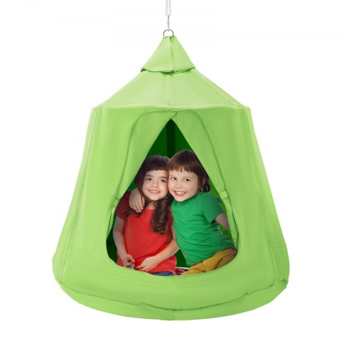 

VEVOR Hanging Tree Tent, 330 LBS Capacity Hanging Tent Swing for Indoor and Outdoor Hammock Sensory Swing Chair w/LED Lights String, Inflatable Base, Ceiling Swing Pod Play Tent for Kids & Adults