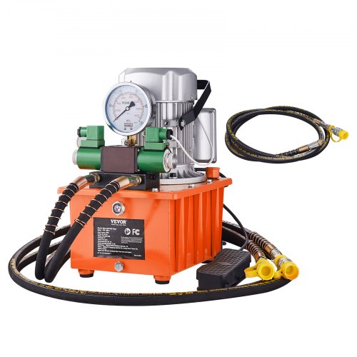 

VEVOR Electric Hydraulic Pump, 10000 PSI 750W 110V 488 in³/8L Capacity, Double Acting Solenoid Valve, Electric Driven Hydraulic Pump Power Pack Unit with Pedal Switch for Punching/Bending/Jack Machine