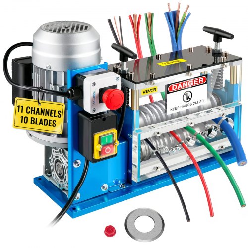 Vevor Electric Wire Stripping Machine, 370W 0.06 Inch -1.5 Inch Automatic Motorized Cable Stripper With 75 Ft/Min Speed, 11 Channels 10 Blades Strip M-image