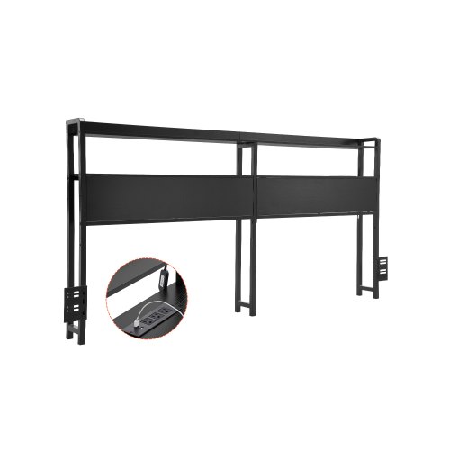 

Headboard for Queen Size Bed Head Board with 2 Shelves & LED Light Black