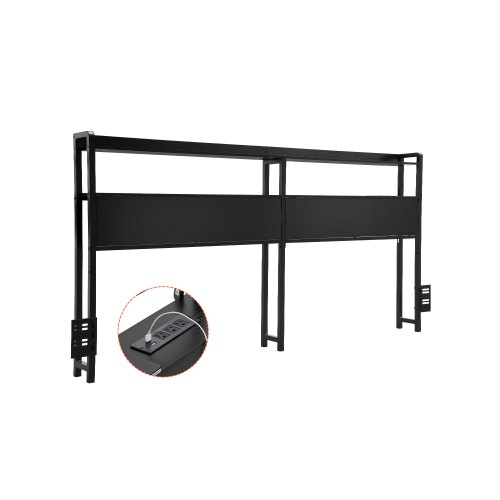 

Headboard for King Size Bed Head Board with 2 Shelves & LED Light Black