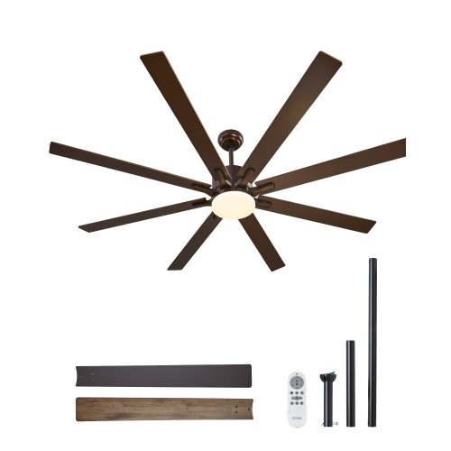 

VEVOR 72In Ceiling Fan with Light 6-Speed Remote Control Reversible Motor Coffee