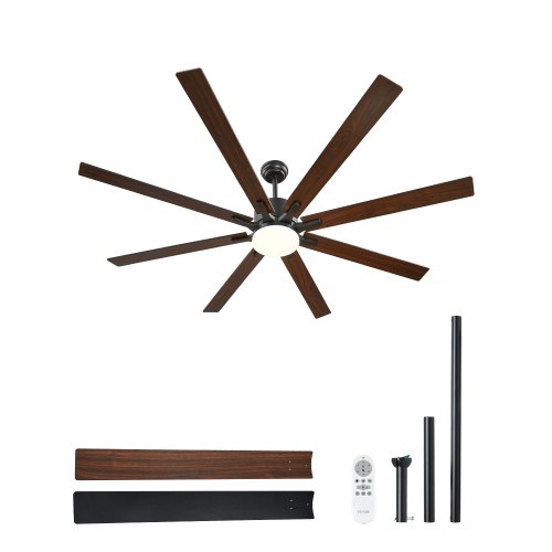 

72 Inch Ceiling Fan with Light 6-Speed Remote Control Reversible Motor Black