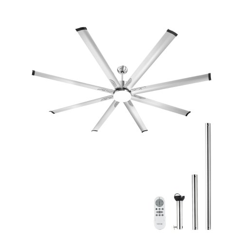

VEVOR 84 In Ceiling Fan with Light, 6-Speed Remote Control, Dimmable 3-Color Temperature, Reversible DC Motor, Low Profile Flush Mount Fan for Bedroom, Living Room, Indoor/Outdoor Use, Brushed Nickel