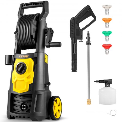 

VEVOR Electric Pressure Washer, 2000 PSI, Max 1.65 GPM Power Washer with 30 ft Hose & Reel, 5 Quick Connect Nozzles, Foam Cannon, Portable to Clean Patios, Cars, Fences, Driveways, ETL Listed