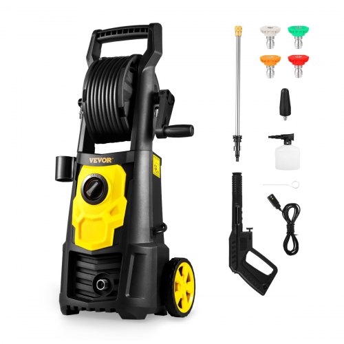 

VEVOR Electric Pressure Washer, 2000 PSI, Max. 1.76 GPM Power Washer w/ 30 ft Hose, 5 Quick Connect Nozzles, Foam Cannon, Portable to Clean Patios, Cars, Fences, Driveways, ETL Listed