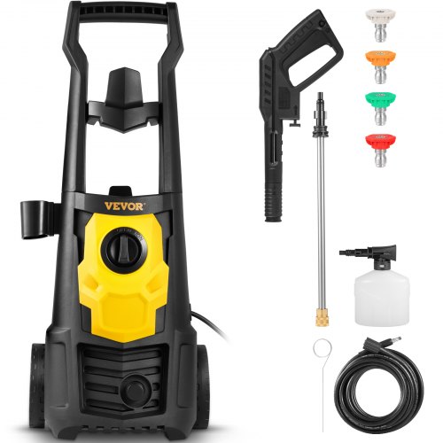 

VEVOR Electric Pressure Washer, 2000 PSI, Max. 1.76 GPM Power Washer with 20 ft Hose, 4 Quick Connect Nozzles, Foam Cannon, Portable to Clean Patios, Cars, Fences, Driveways, ETL Listed