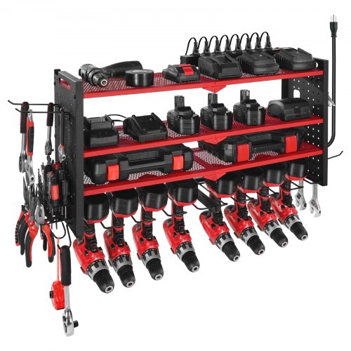 VEVOR Power Tool Organizer with Charging Station 4-Layer Drill Storage Rack