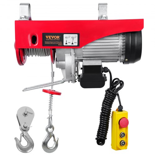 VEVOR Electric Hoist, 998 kg Lifting Capacity, 1600W 220V Electric Steel Wire Winch with 427 cm Wired Remote Control, 1219 cm Single Cable Lifting Height & Pure Copper Motor, for Garage Warehouse Factory