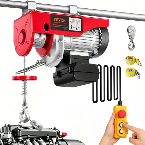 VEVOR Electric Hoist, 1320 lbs Lifting Capacity, 1150W 110V Electric Steel Wire Winch with 14ft Wired Remote Control, 40ft Single Cable Lifting Height