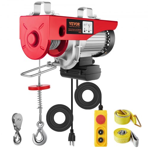 VEVOR Electric Hoist 1760lbs with 14ft Wired Remote Control, Electric Hoist 110 Volt with 40ft Single Cable Lifting Height & Pure Copper Motor, for Garage Warehouse Factory