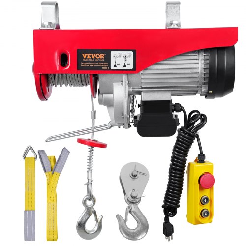 VEVOR Electric Hoist, 880 Lbs Lifting Capacity, 850W 110V Electric Steel Wire Winch With 14ft Wired Remote Control, 40ft Single Cable Lifting Height &