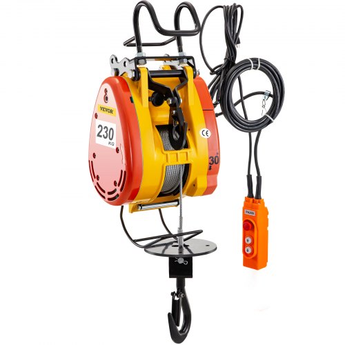 VEVOR Electric Chain Hoist 230kg Capacity Electric Winch 507lbs With 98ft/30m Length Steel Wire Rope Remote Control Crane Overhead Electric Trolley Wi