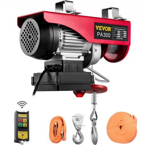 VEVOR 660LBS Electric Hoist With Wireless Remote Control & Single/Double Slings Electric Winch, Steel Electric Lift, 110V Electric Hoist For Lifting ...
