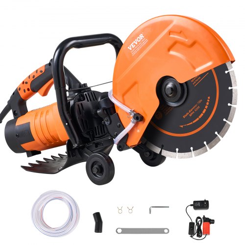 

VEVOR Electric Concrete Saw, 12 in, 1800 W 15 A Motor Circular Saw Cutter with Max. 4.5 in Adjustable Cutting Depth, Wet Disk Saw Cutter Includes Water Line, Pump and Blade, for Stone, Brick
