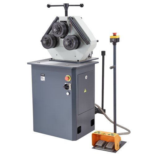 VEVOR 750W Electric Roll Bending Machine, 3-Roller Electric Pipe Bender Machine with 180° Maximum Bending Angle & Reversible Foot Switch, Support Horizontal/Vertical Operation (220V 60Hz 3-Phase)