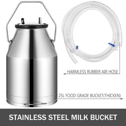 Portable Stainless Milking Machine & Dairy Cow Milker Bucket Tank Barrel Cattle 