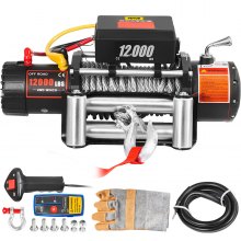 VEVOR Electric Winch 12000lb Load Capacity Truck Winch Compatible with Jeep Truck SUV 85ft/26m Cable Steel 12V Power Winch with Wireless Remote Control, Powerful Motor for ATV UTV Off Road Trailer