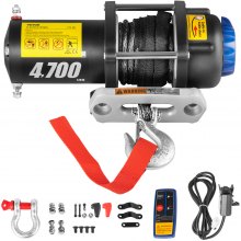VEVOR Electric Winch 4700LB 12V Synthetic Rope Wireless Romote 4x4 Recovery ATV