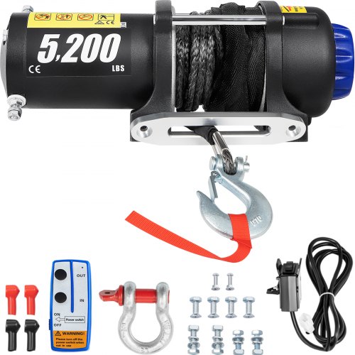 VEVOR Electric Winch Truck Winch 12V 5200 LBS Synthetic Rope ATV Winch Off Road