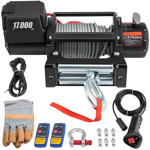 VEVOR 12V Electric Winch 17000 LBS Steel Cable 12MM X 26M Wireless ATV 4WD Winch